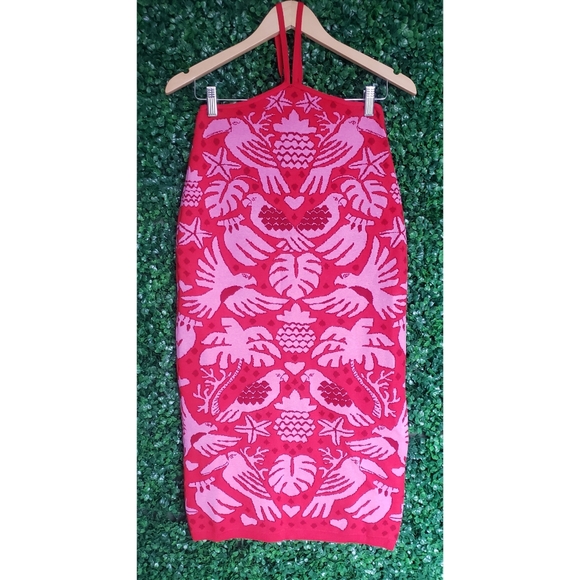 Farm Rio Red Jungle Scarf Knit Skirt - Picture 4 of 8